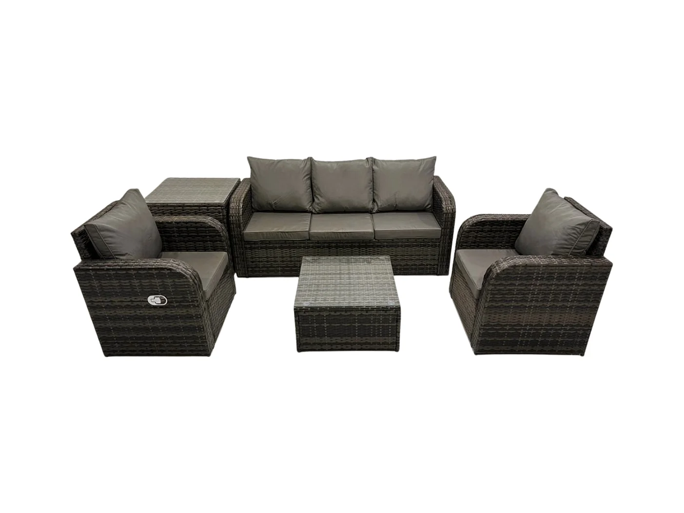 Ensembles de meubles de jardin 5 places Canapés de terrasse avec Chaise inclinable Canapé 3 places Table d'appoint Gris foncé mixte