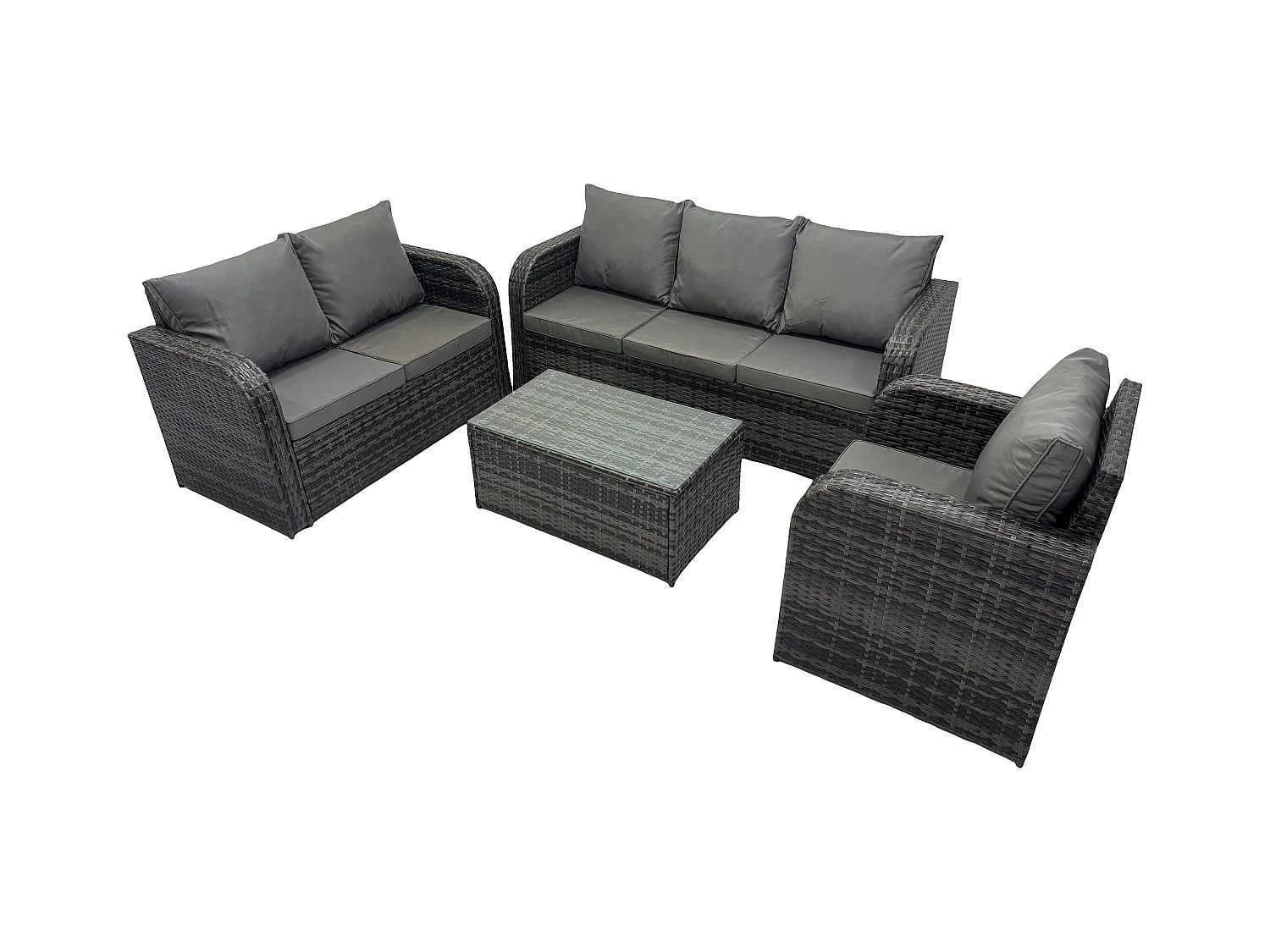 Ensembles de meubles de jardin 6 places Ensemble de canapés en rotin avec Table basse rectangulaire Chaise inclinable Canapé d'amour Canapé 3 places