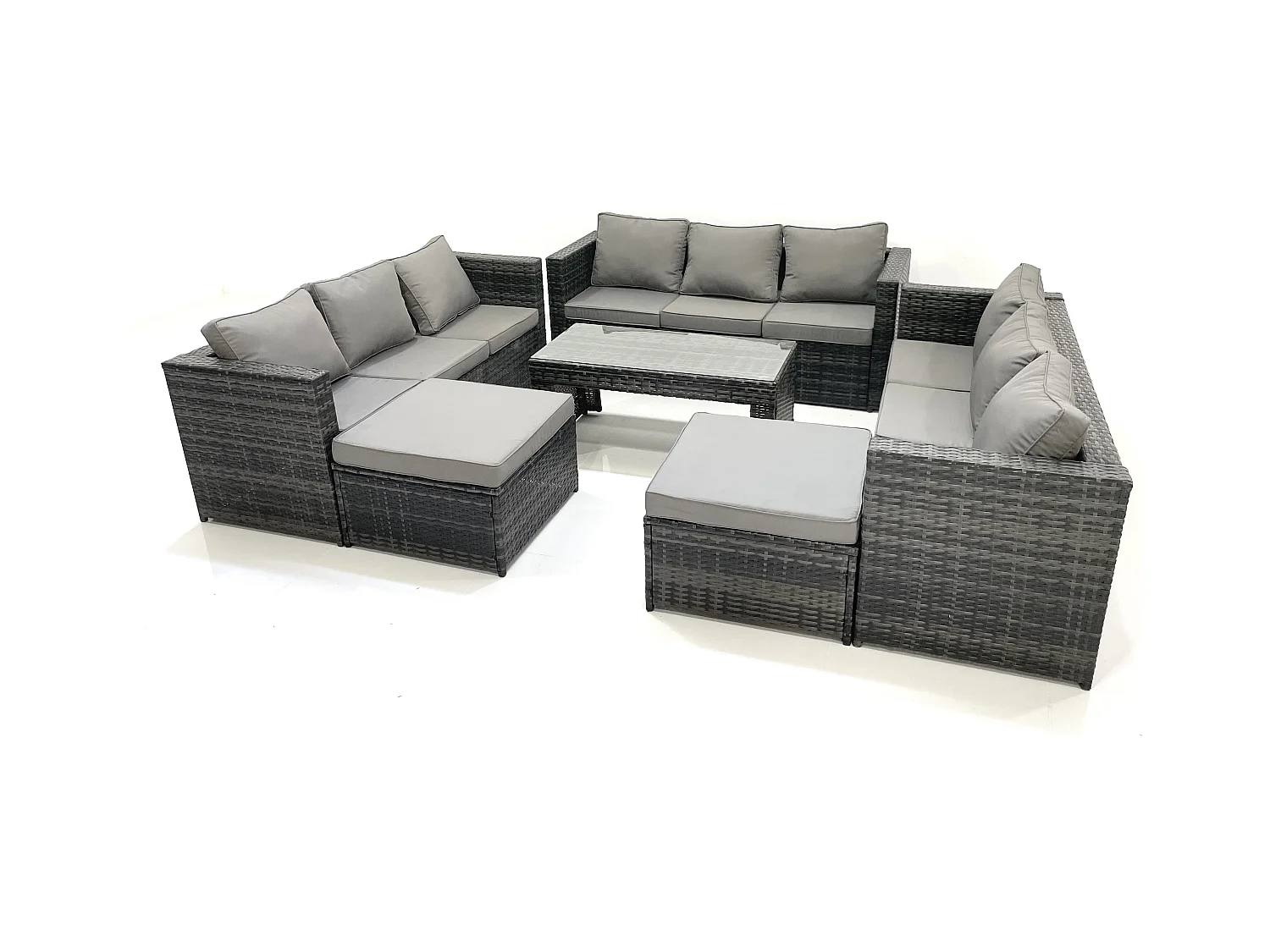 Gartenmöbel-Set 6 Stücke Polyrattan Sofa Set mit Couchtisch 2 hohen Hockern Dunkelgrau Gemischt