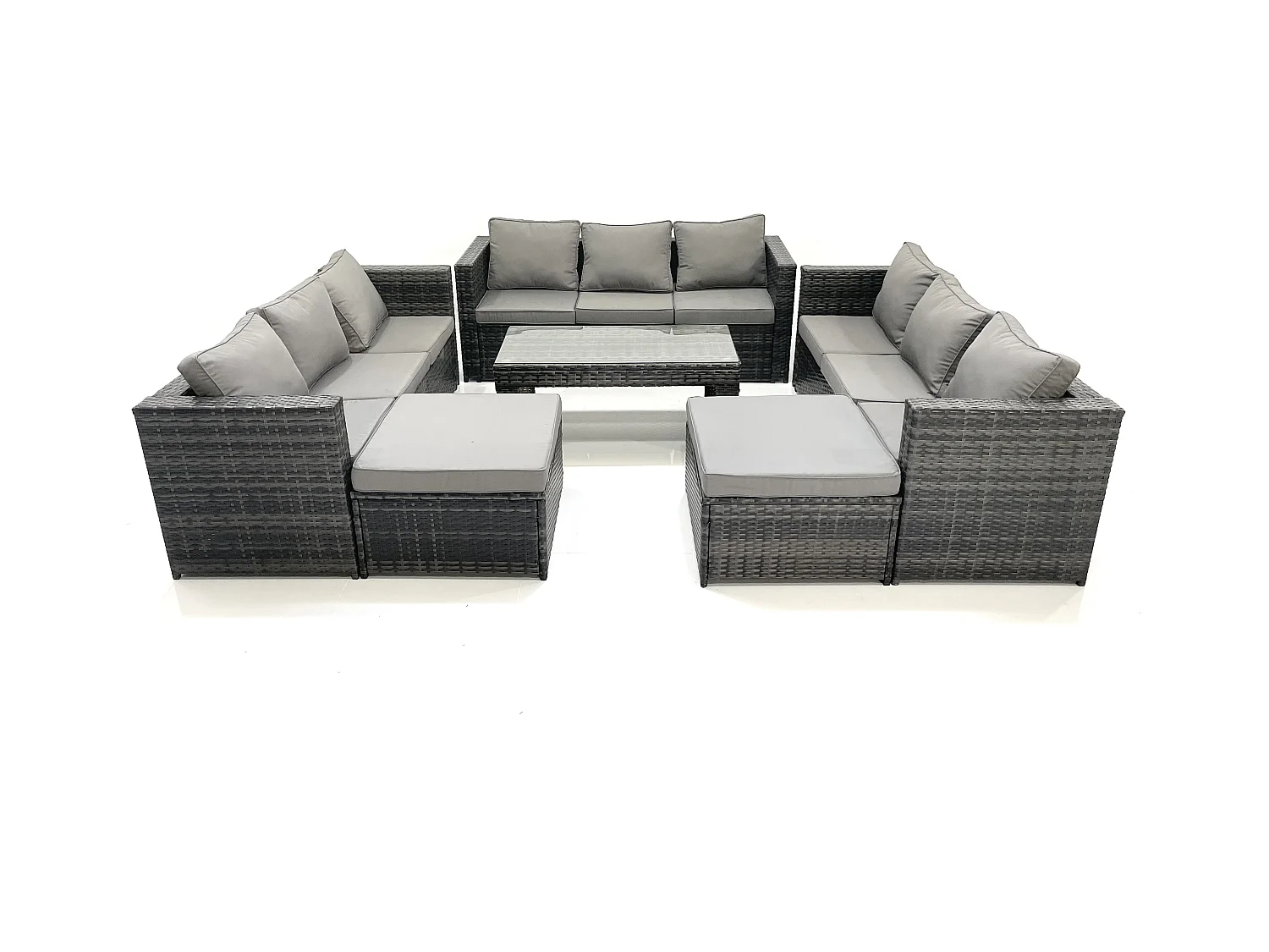 Gartenmöbel-Set 6 Stücke Polyrattan Sofa Set mit Couchtisch 2 hohen Hockern Dunkelgrau Gemischt