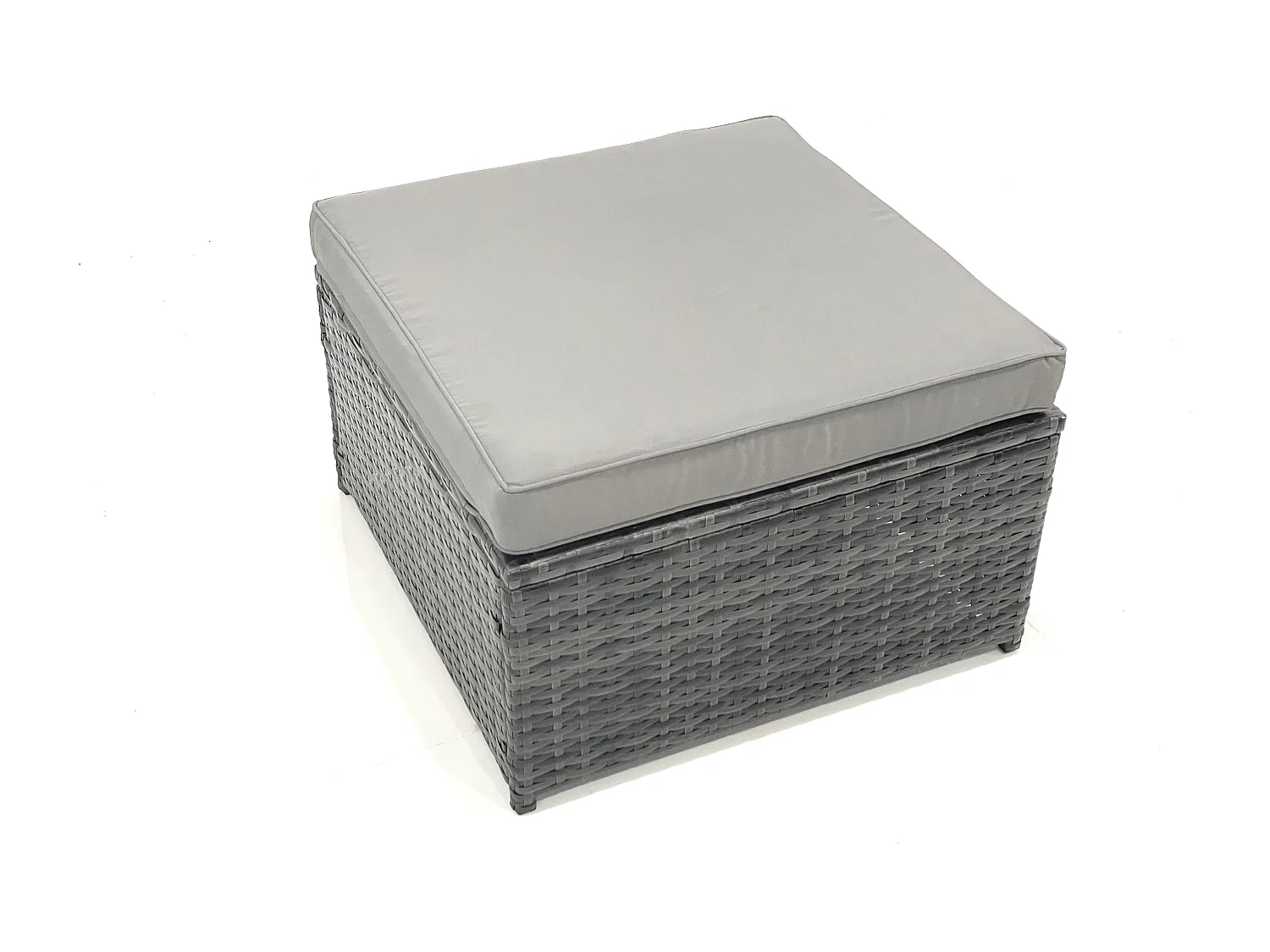 Ensemble de meubles de jardin en polyrotin 6 Pièces avec Table basse carrée 2 Grand tabourets Gris foncé mixte