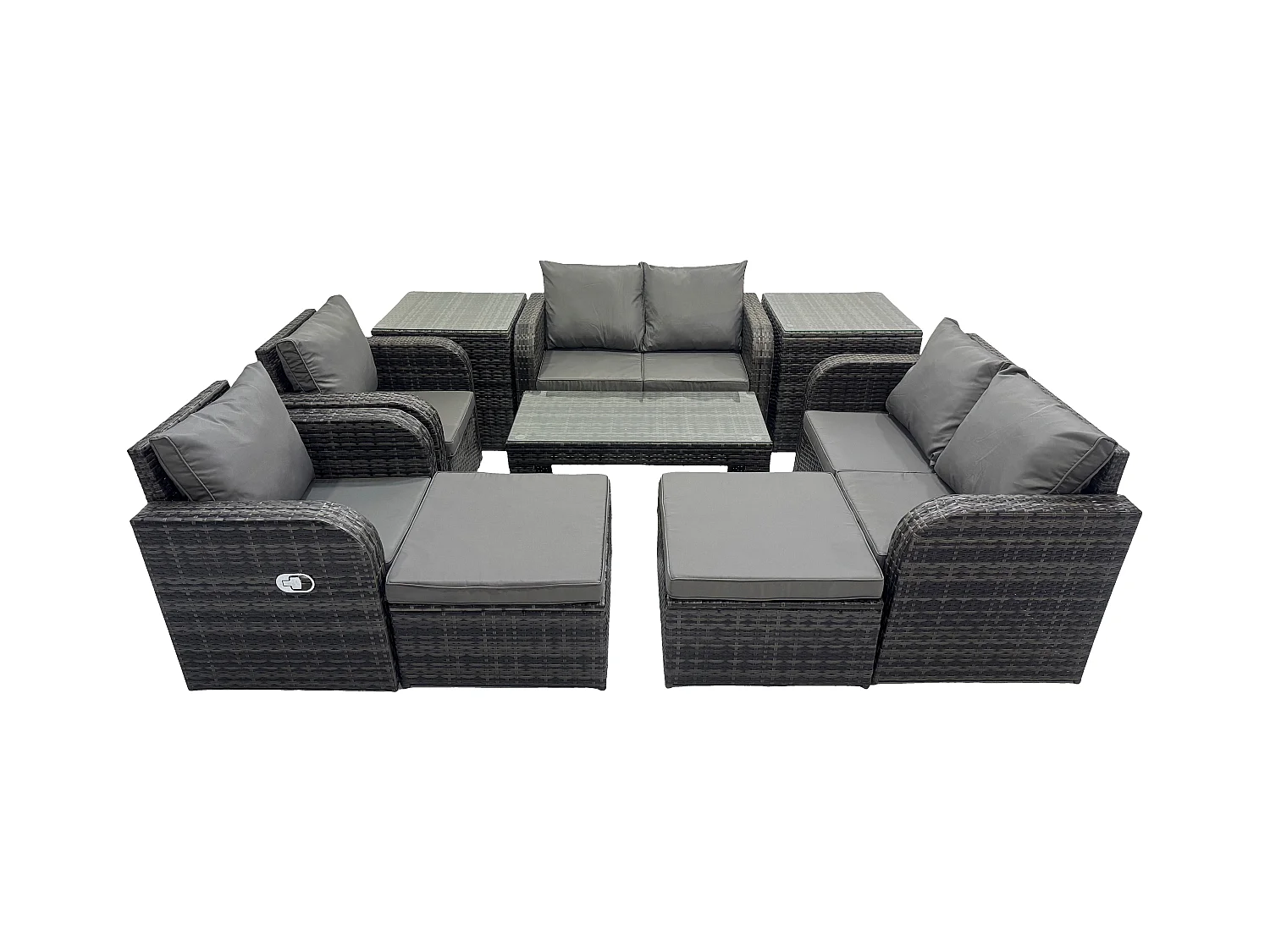 Ensemble de meubles de jardin en polyrotin avec Table basse rectangulaire Canapé d'amour 2 Tables d'appoint Gris foncé mixte