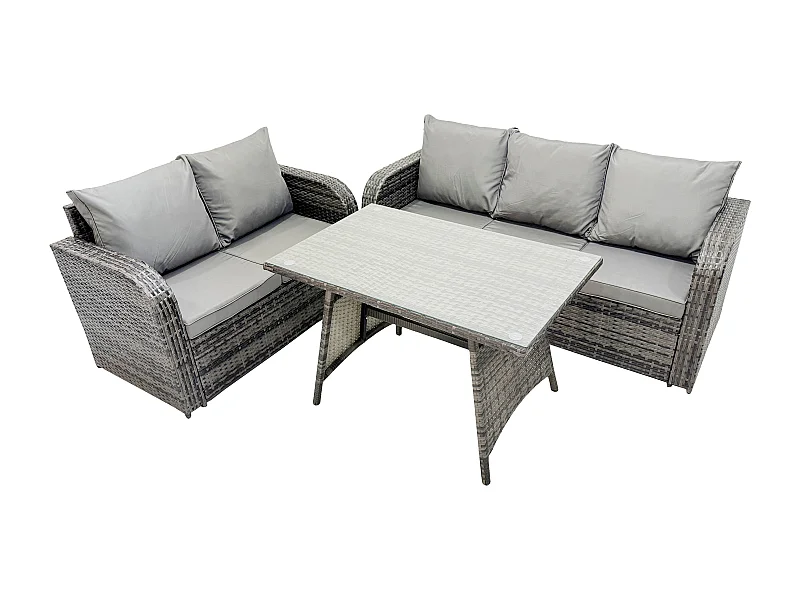 Hoher Rücken Polyrattan Sofa Set Gartenmöbel Esstisch Set Love Sofa 3-Sitzer Sofa