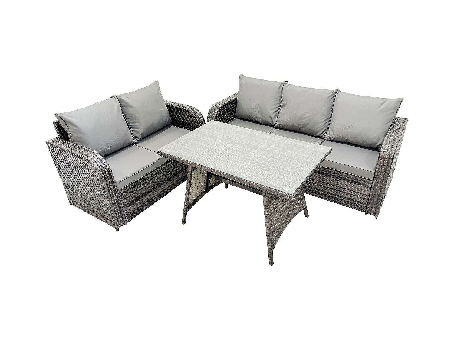 Hoher Rücken Polyrattan Sofa Set Gartenmöbel Esstisch Set Love Sofa 3-Sitzer Sofa