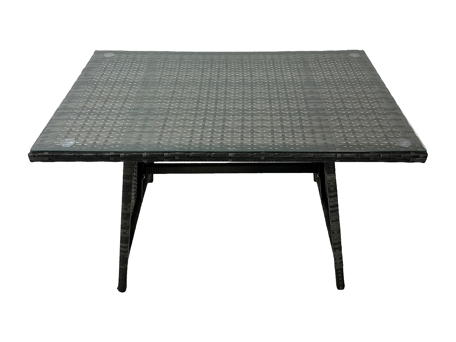 Hochlehniges Rattan-Ecksofa Set Esstisch Möbel Dunkelgrau Gemischt