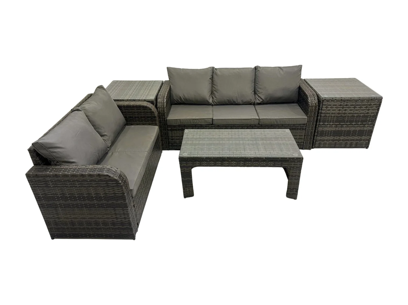 Ensemble de Meubles de Jardin avec Table basse rectangulaire Chaise inclinable 2 Tables d'appoint