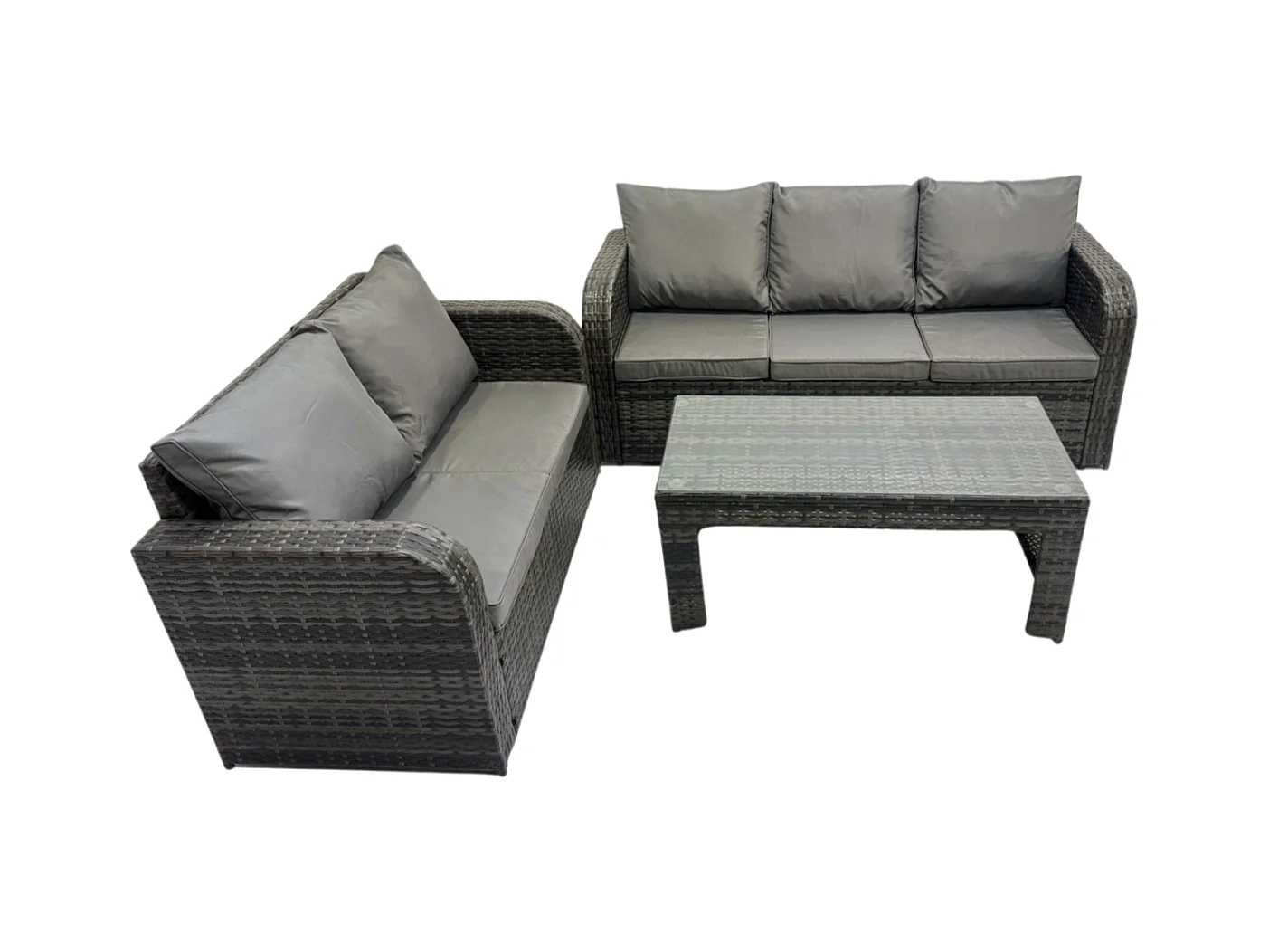 Polyrattan Gartenmöbelset Garten Lounge Set mit Rechteckiger Couchtisch Dunkelgrau Gemischt