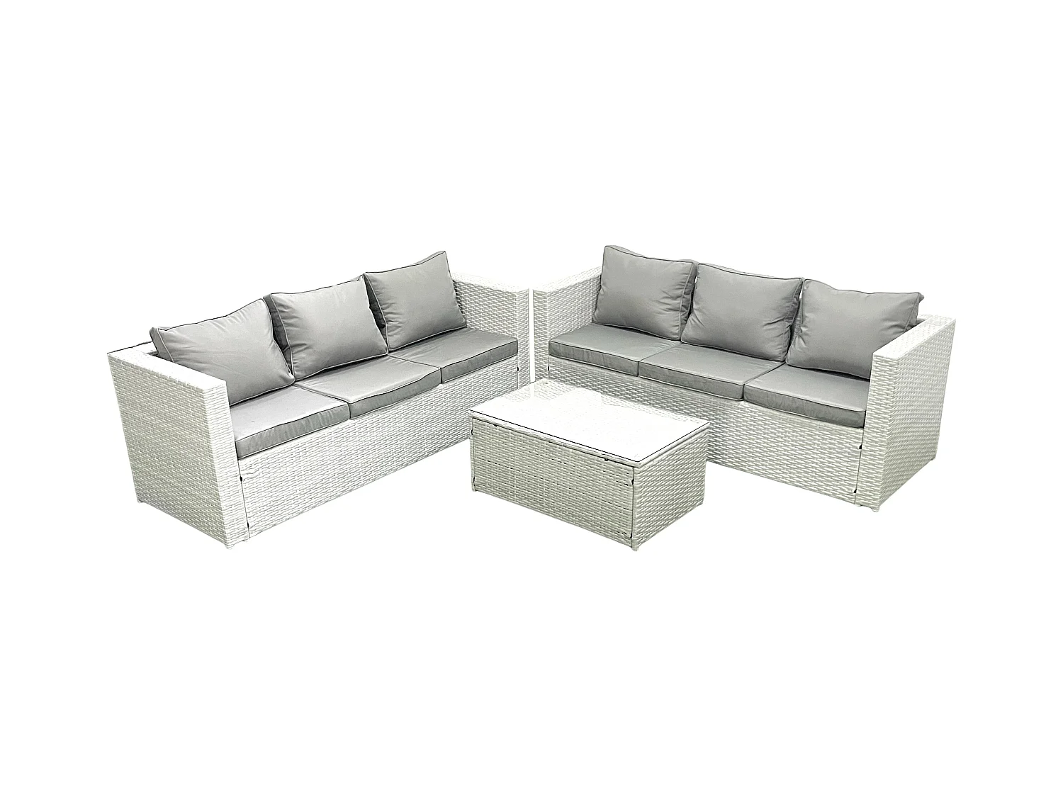 Garten Polyrattanmöbel Set 6-Sitzer Rattan Garten Sofa Set Hellgrau gemischt