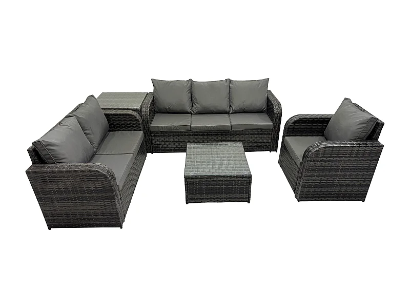 Rattan-Gartenmöbel 5 Stück Terrassenset mit Tisch und Sofa Quadratischer Couchtisch Liegestühle Loveseat sofa Beistelltisch