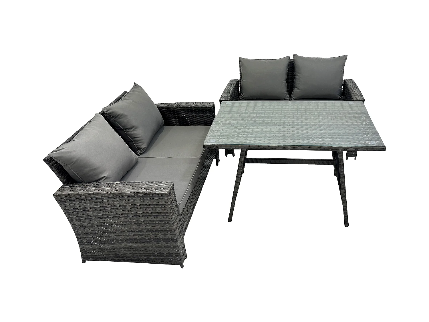 Gartenmöbelset 3 Stücke Polyrattan Garten Sofa im Freien Dunkelgrau Gemischt