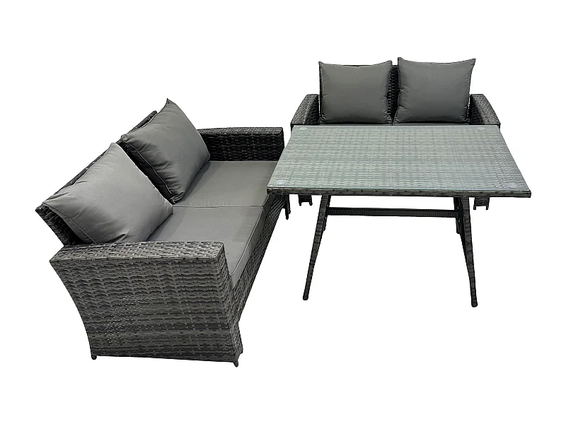 Gartenmöbelset 3 Stücke Polyrattan Garten Sofa im Freien Dunkelgrau Gemischt