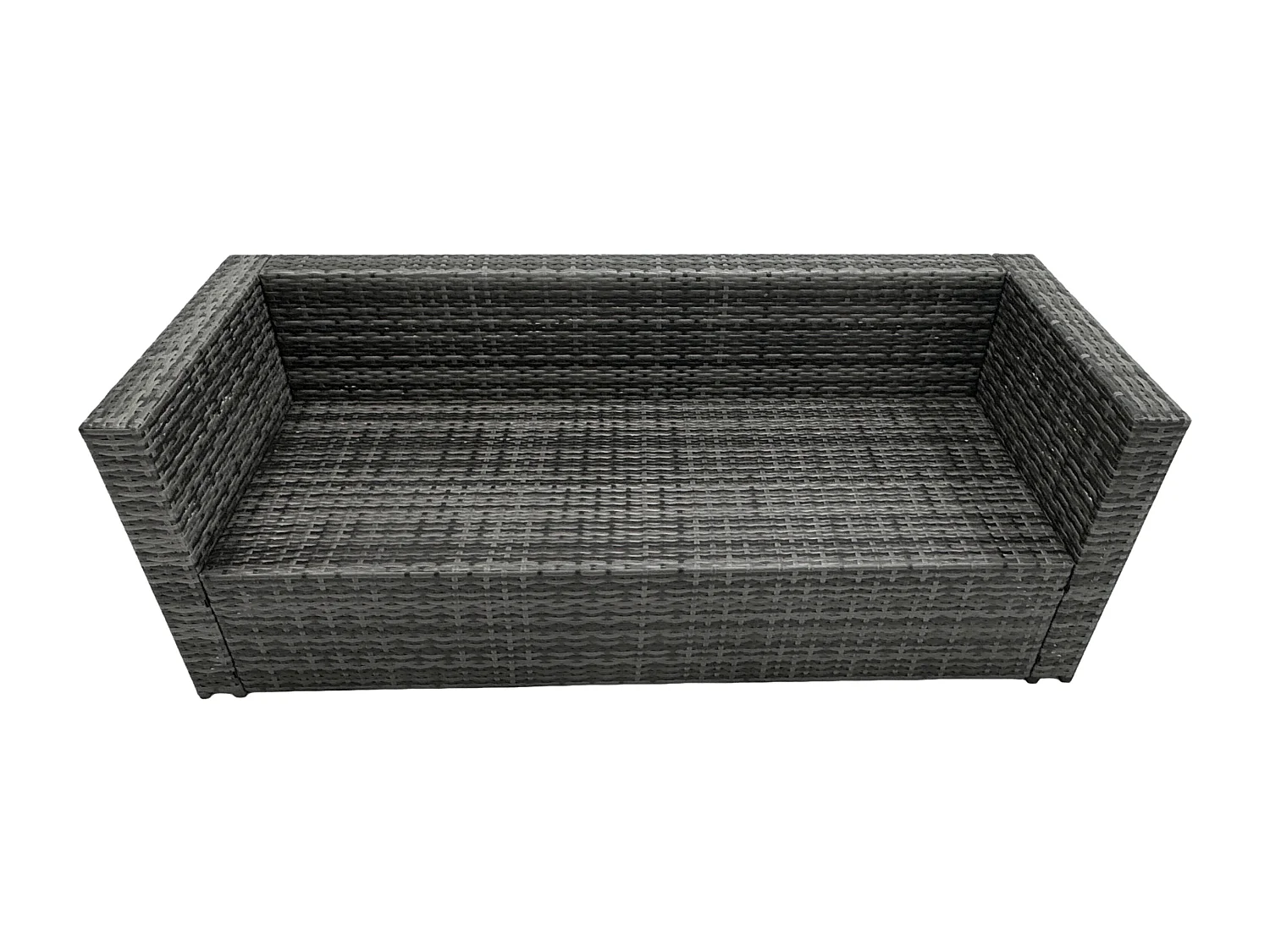 Rattan Gartenmöbel Set 6-Sitzer Garten Sofa Gas Feuertisch Set mit 2 Beistelltischen Fußhocker