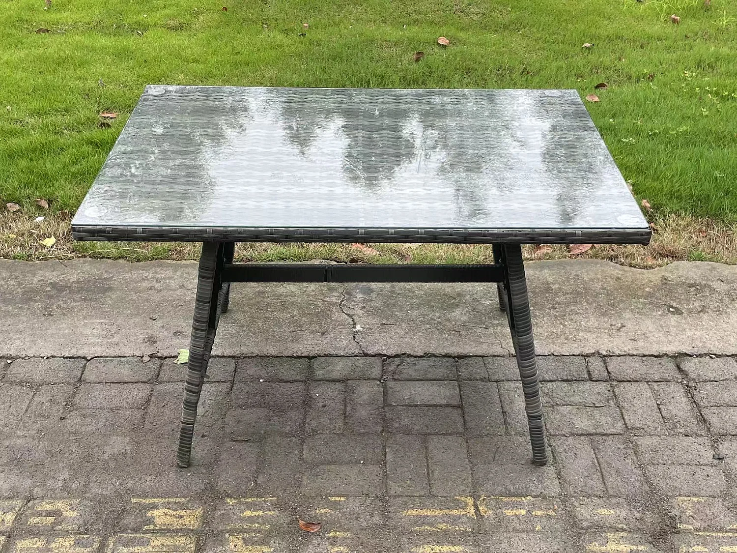 5 Pièces Ensemble de meubles de jardin en rotin avec Table à manger Fauteuil Canapé d'amour Table d'appoint Gris foncé mixte