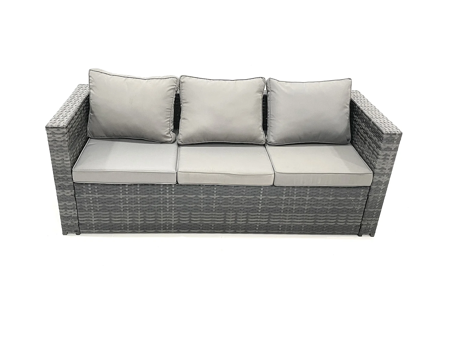 Gartenmöbel-Set 11-Sitzer Polyrattan Sofa Set mit Couchtisch 2 kleine Fußhockern Beistelltisch Dunkelgrau Gemischt