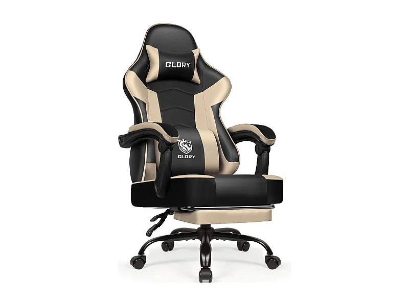 Chaise De Bureau, Chaise De Gaming, Gaming Chair Avec Dossier Réglable À 170°, Siege Gaming,Beige
