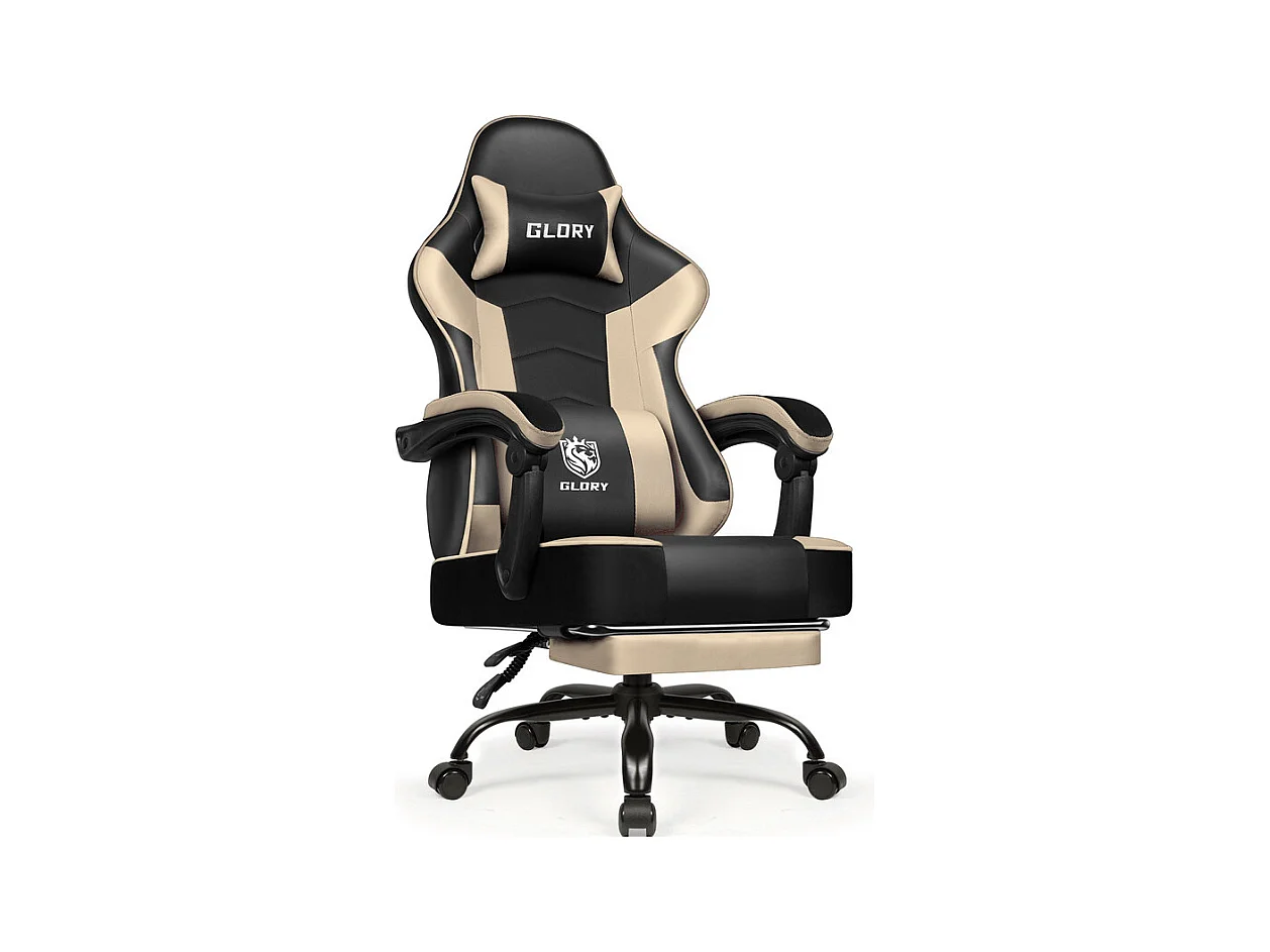Chaise De Bureau, Chaise De Gaming, Gaming Chair Avec Dossier Réglable À 170°, Siege Gaming,Beige