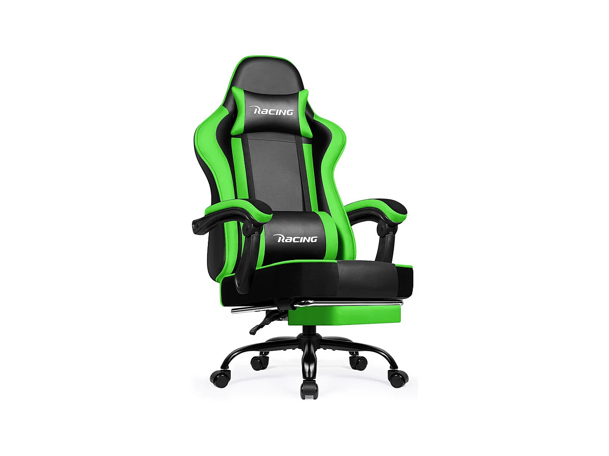 Fauteuil Gamer, Chaise De Bureau, Chaise De Gaming, Gaming Chair Avec Dossier Réglable À 170°, Siege Gaming, vert