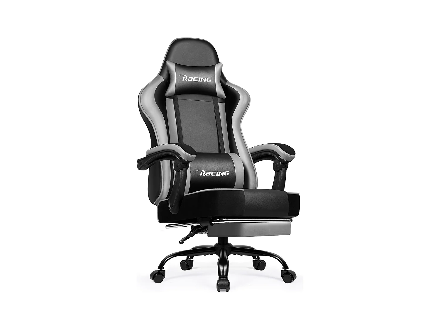 Fauteuil Gamer, Chaise De Bureau, Chaise De Gaming, Gaming Chair Avec Dossier Réglable À 170°, Siege Gaming, Cuir Gris