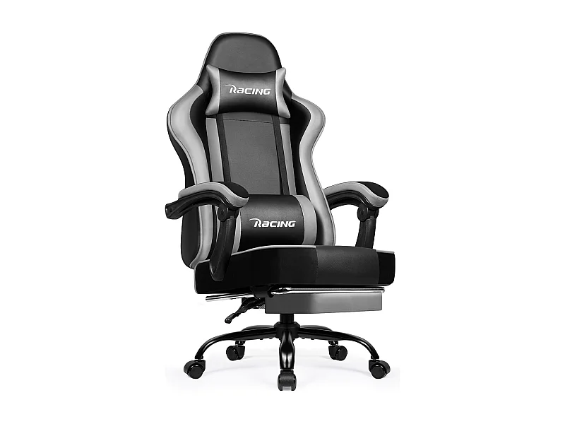 Fauteuil Gamer, Chaise De Bureau, Chaise De Gaming, Gaming Chair Avec Dossier Réglable À 170°, Siege Gaming, Cuir Gris