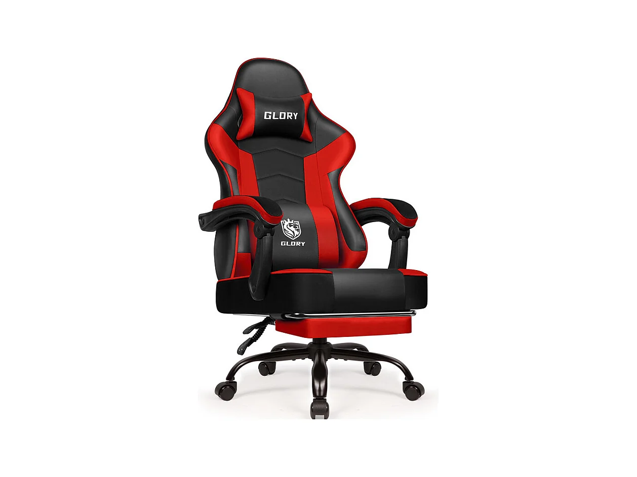 Fauteuil Gaming Ergonomique, Fauteuil Gamer, Chaise De Bureau, Chaise De Gaming, Gaming Chair Avec Dossier Réglable À 170°, Siege Gaming, Noir et rouge