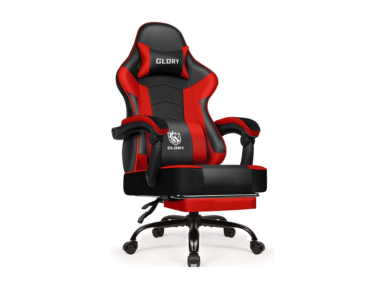 Fauteuil Gaming Ergonomique, Fauteuil Gamer, Chaise De Bureau, Chaise De Gaming, Gaming Chair Avec Dossier Réglable À 170°, Siege Gaming, Noir et rouge