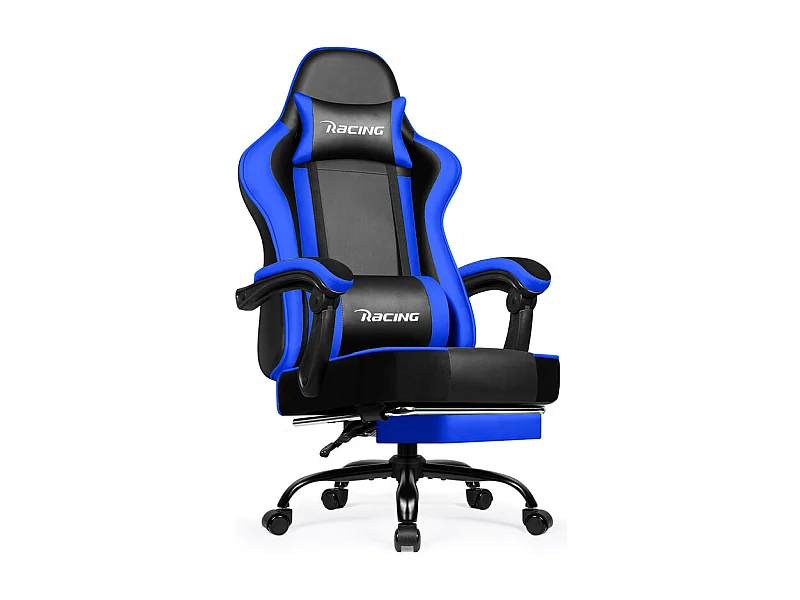Fauteuil Gamer, Chaise De Bureau, Chaise De Gaming, Gaming Chair Avec Dossier Réglable À 170°, Siege Gaming, bleu