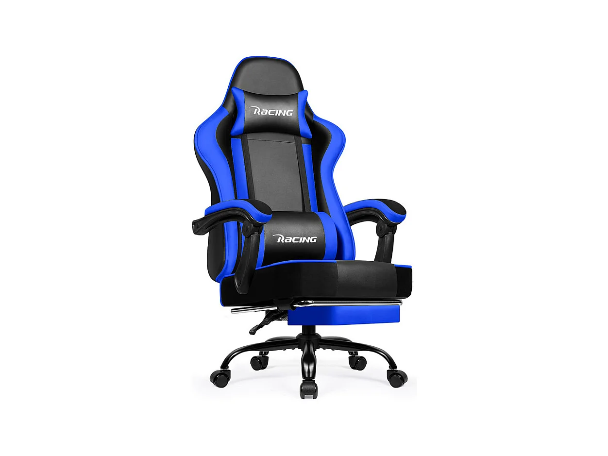 Fauteuil Gamer, Chaise De Bureau, Chaise De Gaming, Gaming Chair Avec Dossier Réglable À 170°, Siege Gaming, bleu