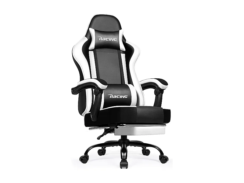 Fauteuil Gamer, Chaise De Bureau, Chaise De Gaming, Gaming Chair Avec Dossier Réglable À 170°, Siege Gaming, blanc
