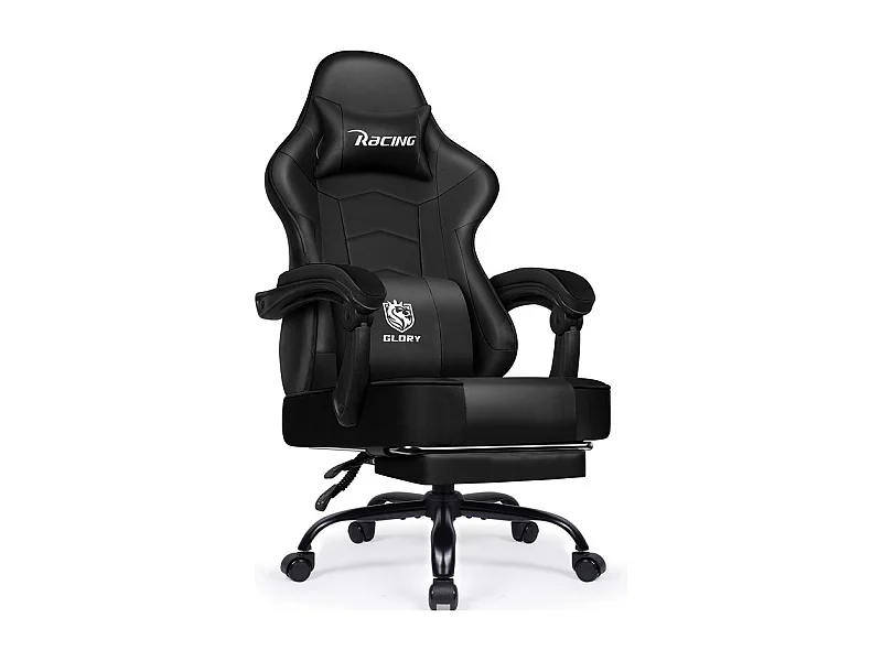 Fauteuil Gaming Ergonomique, Fauteuil Gamer, Chaise De Bureau, Chaise De Gaming, Gaming Chair Avec Dossier Réglable À 170°, Siege Gaming, Noir