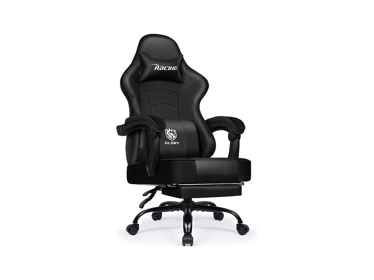 Fauteuil Gaming Ergonomique, Fauteuil Gamer, Chaise De Bureau, Chaise De Gaming, Gaming Chair Avec Dossier Réglable À 170°, Siege Gaming, Noir
