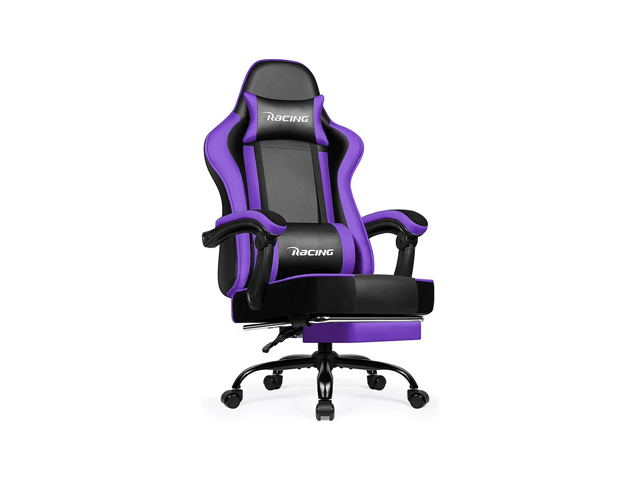 Fauteuil Gamer, Chaise De Bureau, Chaise De Gaming, Gaming Chair Avec Dossier Réglable À 170°, Siege Gaming, violet