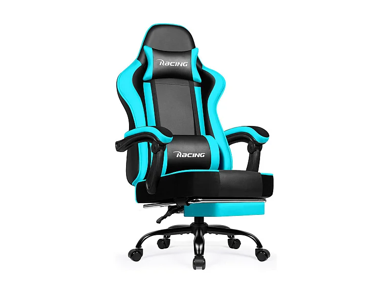 Chaise Gaming ，Chaise De Bureau，Fauteuil De Bureau，Fauteuil Gaming Ergonomique,Avec Dossier Réglable À 170°,Bleu turquoise