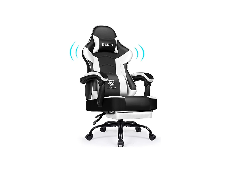 Fauteuil Gaming Ergonomique, Fauteuil Gamer, Chaise De Bureau, Chaise De Gaming, Gaming Chair Avec Dossier Réglable À 170°, Siege Gaming, Noir et blanc