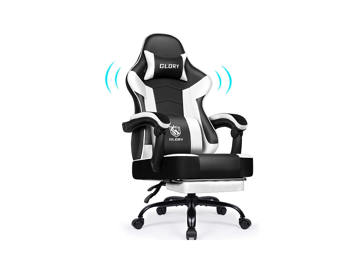 Fauteuil Gaming Ergonomique, Fauteuil Gamer, Chaise De Bureau, Chaise De Gaming, Gaming Chair Avec Dossier Réglable À 170°, Siege Gaming, Noir et blanc