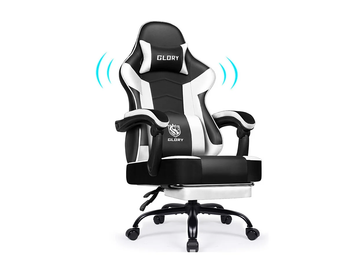 Fauteuil Gaming Ergonomique, Fauteuil Gamer, Chaise De Bureau, Chaise De Gaming, Gaming Chair Avec Dossier Réglable À 170°, Siege Gaming, Noir et blanc