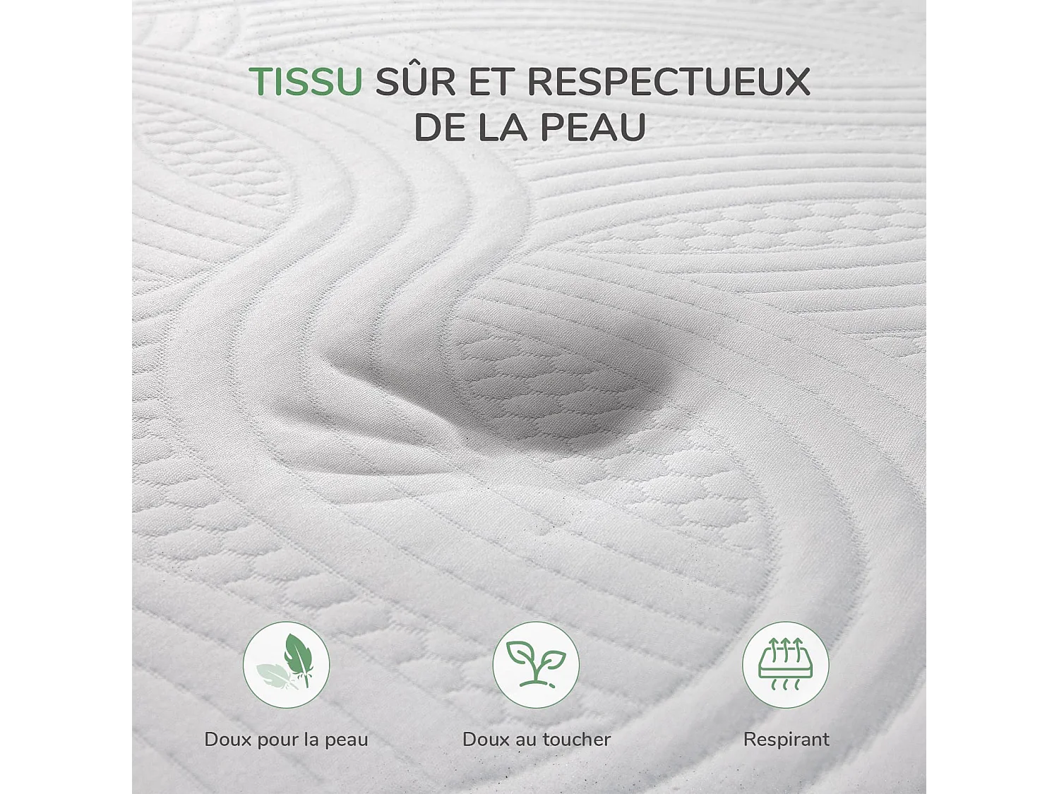 Surmatelas 160x200 cm HavenlyHome, Épaisseur de 6 cm, Mousse à haute résilience, Confort moelleux ou tonique, Ergonomique