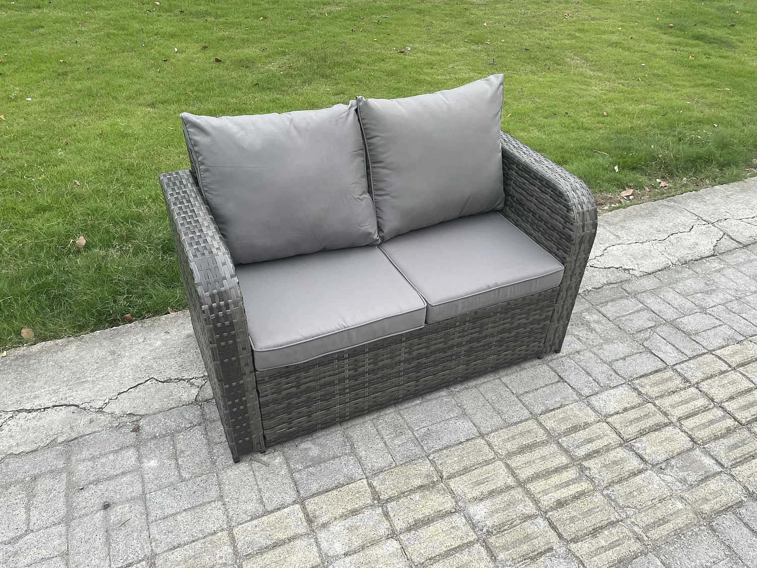 9-Sitzer Polyrattan Gartenmöbel Set Rattansofa, Tisch und Sesseln Couchtisch 3 Hockern Terrassenset