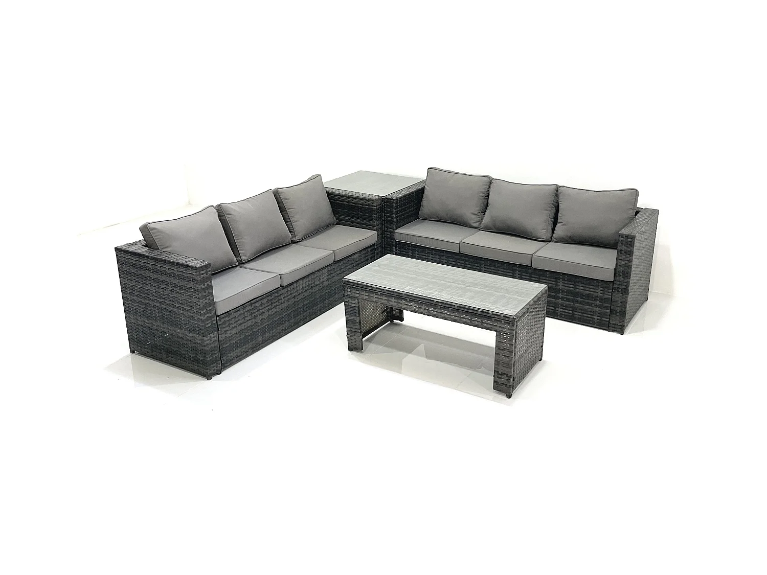 Salon de Jardin Extérieur avec Canapé Table basse Table d'appoint Gris foncé mixte