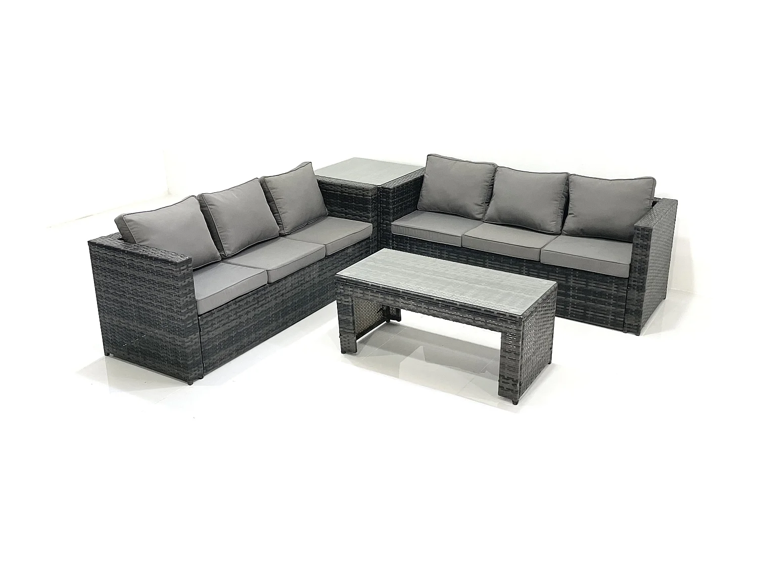 Salon de Jardin Extérieur avec Canapé Table basse Table d'appoint Gris foncé mixte