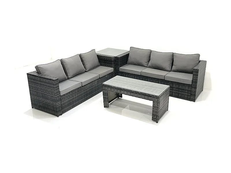 Salon de Jardin Extérieur avec Canapé Table basse Table d'appoint Gris foncé mixte