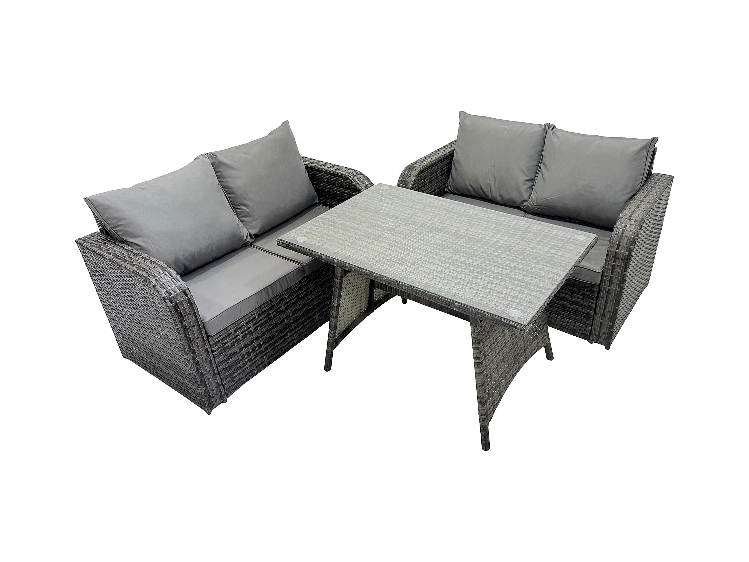 Gartenmöbel-Sets 3 Stücke Polyrattan Möbel Sofa Sets mit Rechteckiger Esstisch Love Sofa