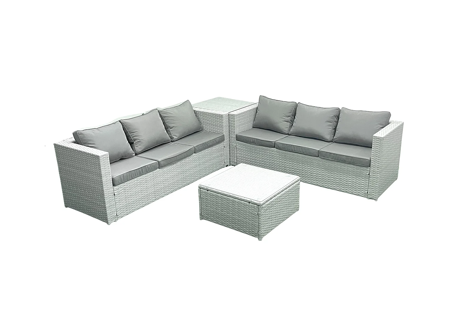 Ensemble de meubles de jardin en rotin 6 places Ensemble de canapés de jardin avec Table d'appoint Gris clair mixte