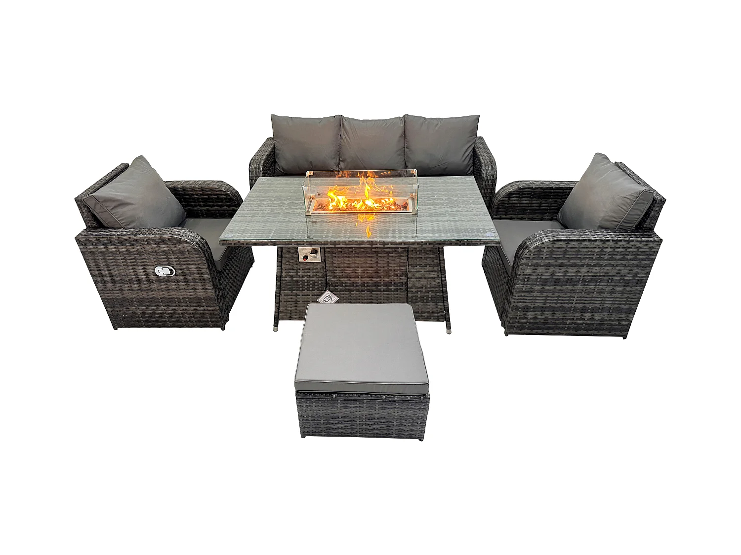 Salon de jardin exterieur Table de foyer à gaz avec Canapé Lounge Tabouret