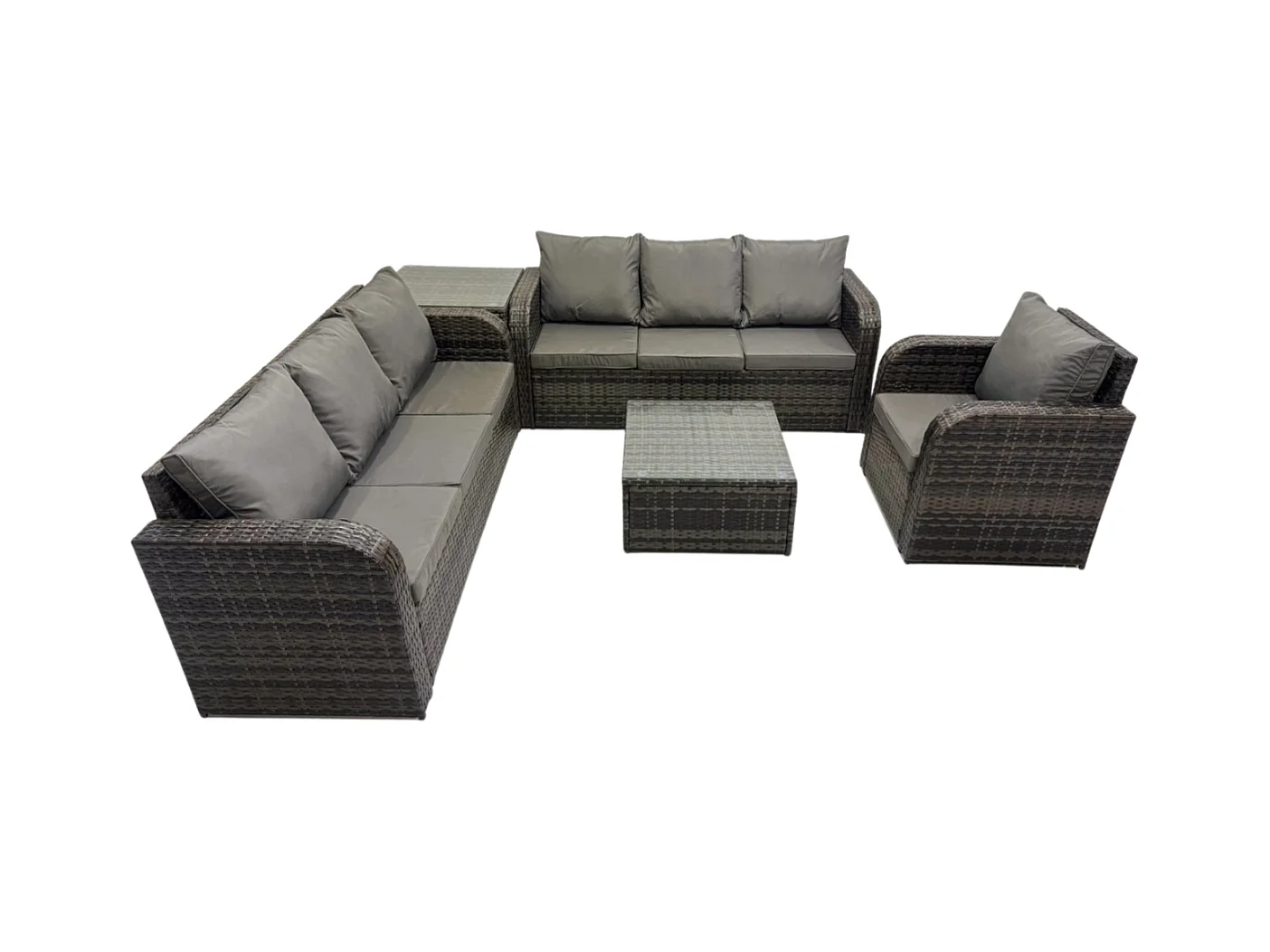 Salon de jardin exterieur avec Canapés Table basse carrée Chaise inclinable Table d'appoint Gris foncé mixte