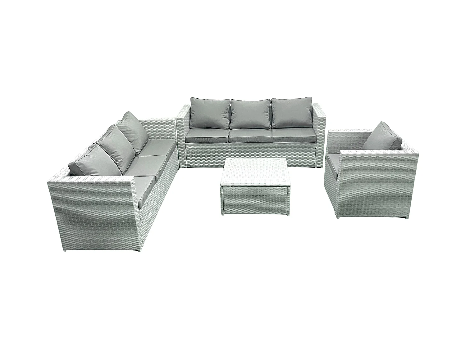 Meubles d'extérieur en rotin avec Fauteuil Table basse carrée Gris clair mixte