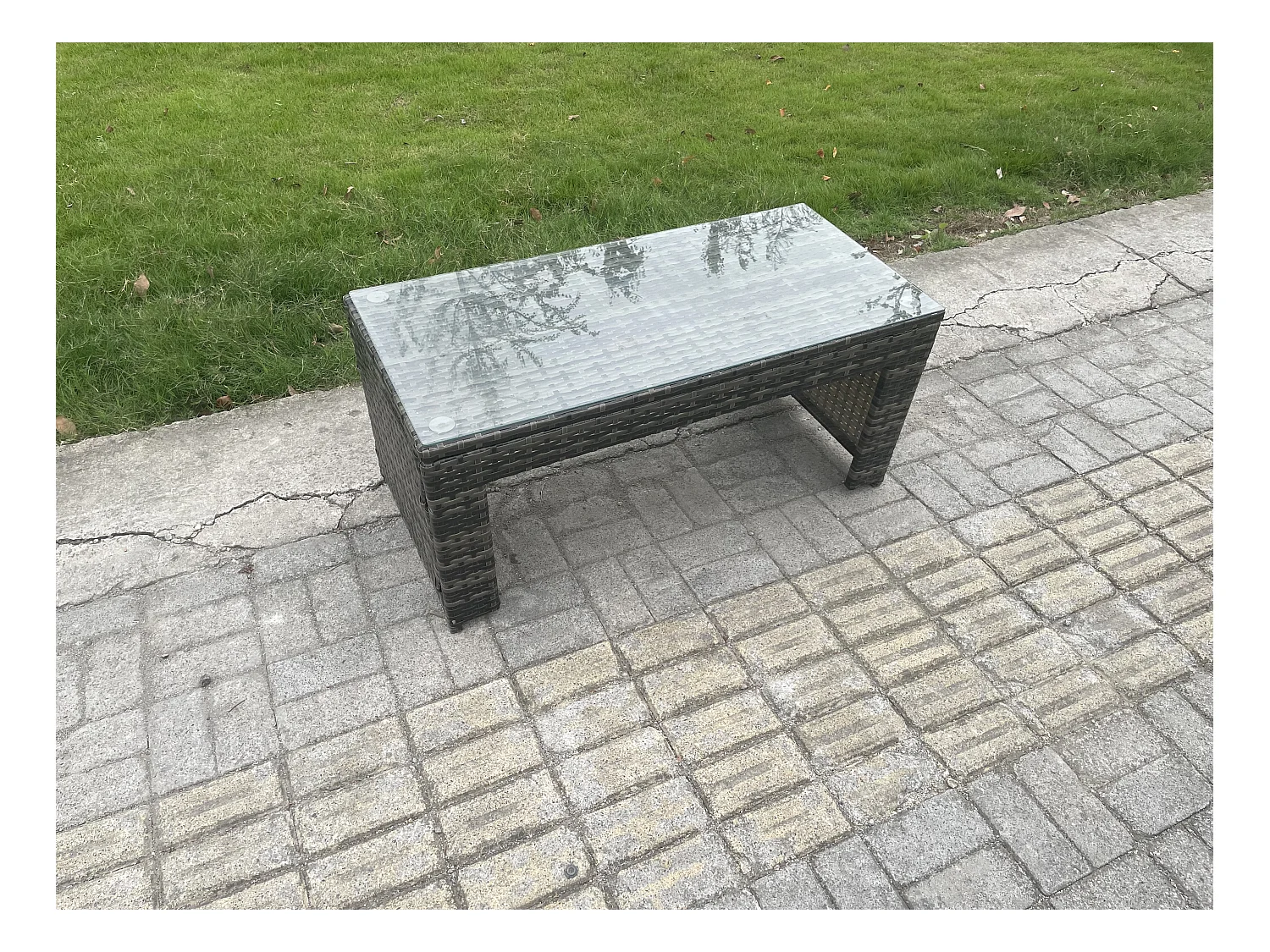 Salon de jardin 6 places Meubles de jardin avec Table basse Canapé d'amour Gris foncé mixte