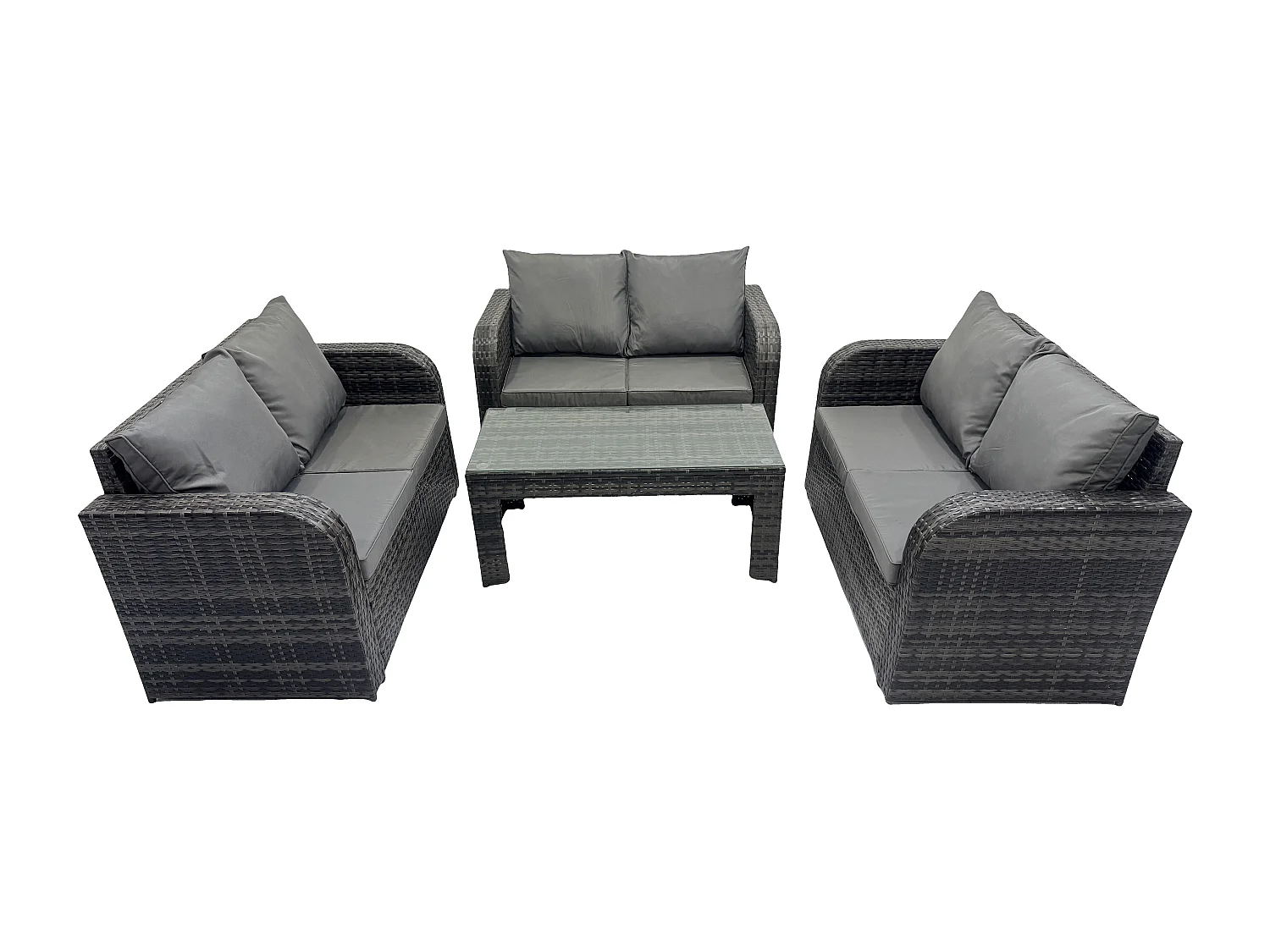 Salon de jardin 6 places Meubles de jardin avec Table basse Canapé d'amour Gris foncé mixte