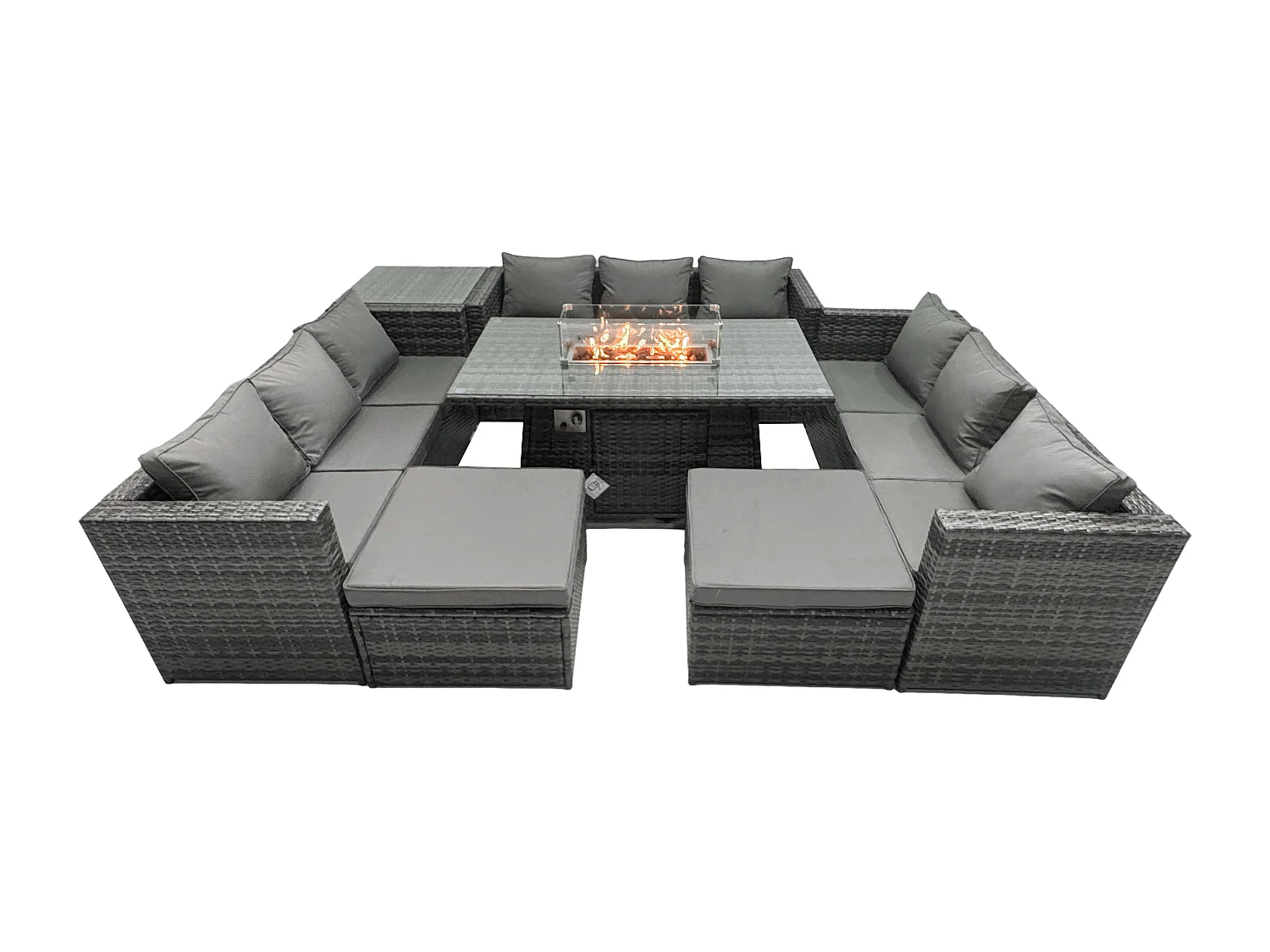 Salon de Jardin Ensemble Outdoor 10 places Patio Dining Sets avec Dessus en verre Dining Table Tables d'appoint