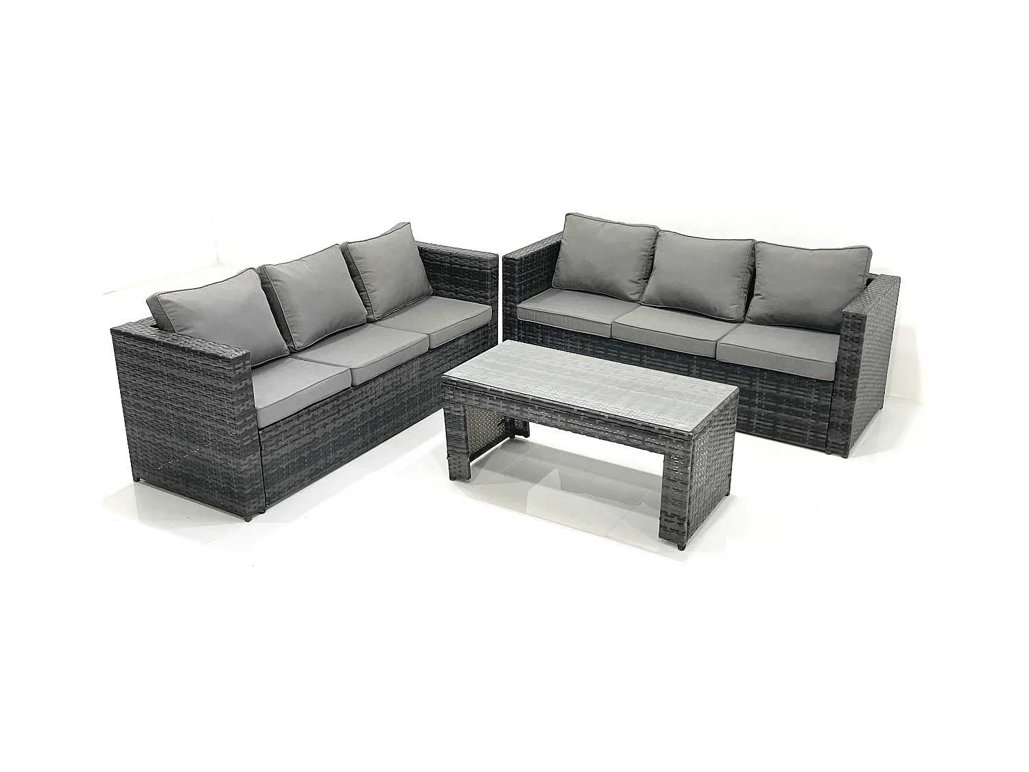 Salon de Jardin Extérieur avec Table basse carrée Gris foncé mixte
