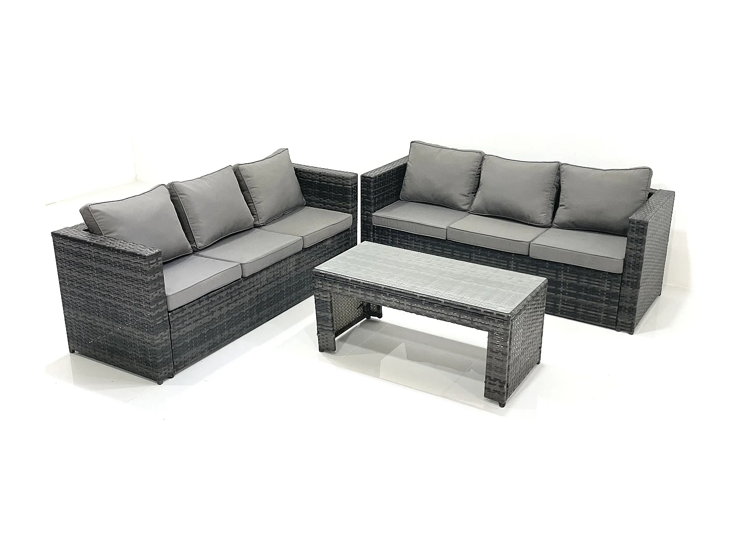 Salon de Jardin Extérieur avec Table basse carrée Gris foncé mixte